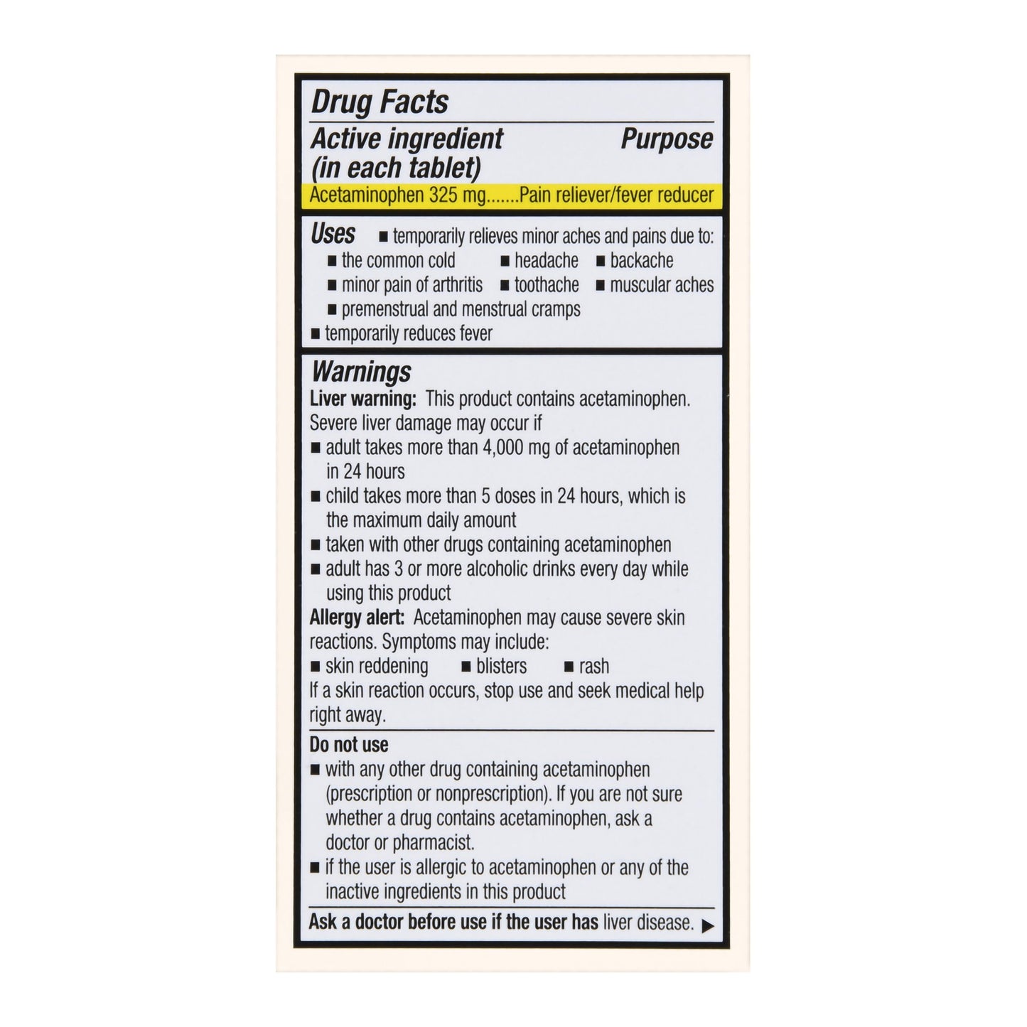 Pain Relief Foster & Thrive™ 325 mg Strength Acetaminophen Tablet 100 per Bottle