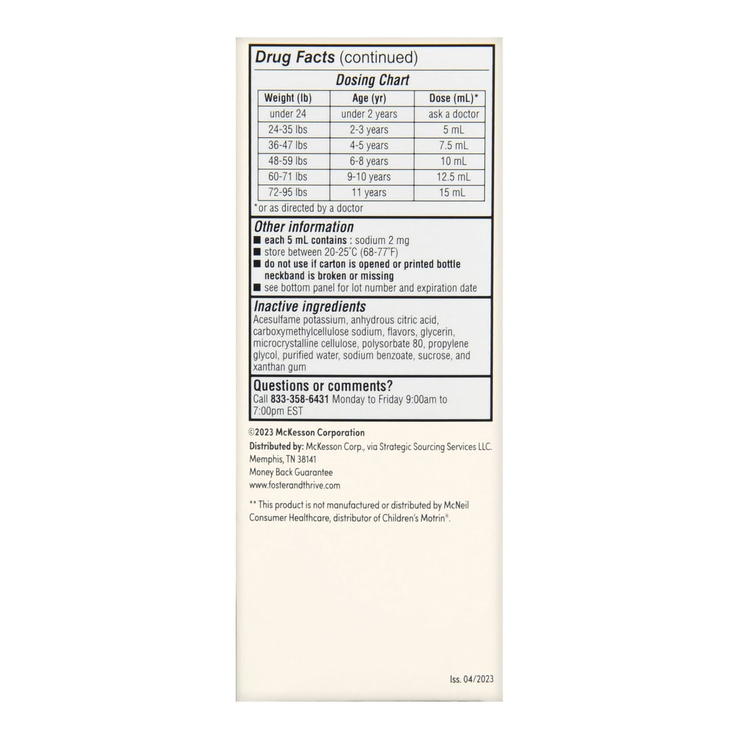 Children's Pain Relief Foster & Thrive™ 100 mg / 5 mL Strength Ibuprofen Oral Suspension 4 oz.
