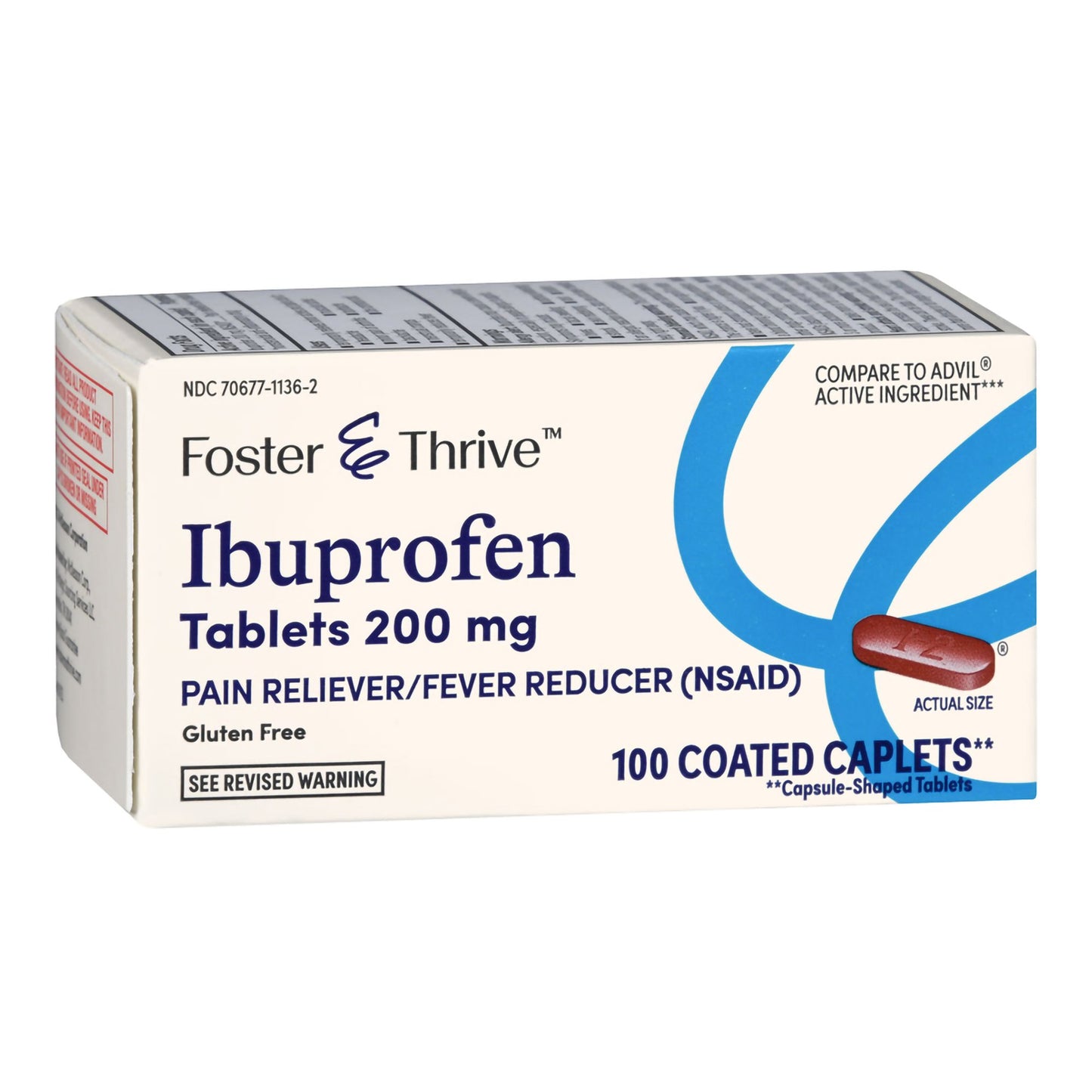 Pain Relief Foster & Thrive™ 200 mg Strength Ibuprofen Caplet 100 per Bottle