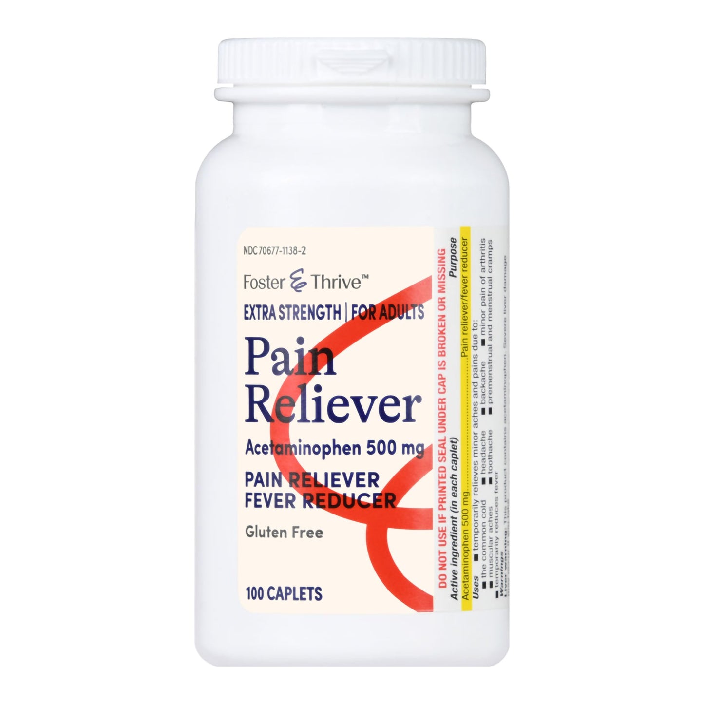 Pain Relief Foster & Thrive™ 500 mg Strength Acetaminophen Caplet 100 per Bottle
