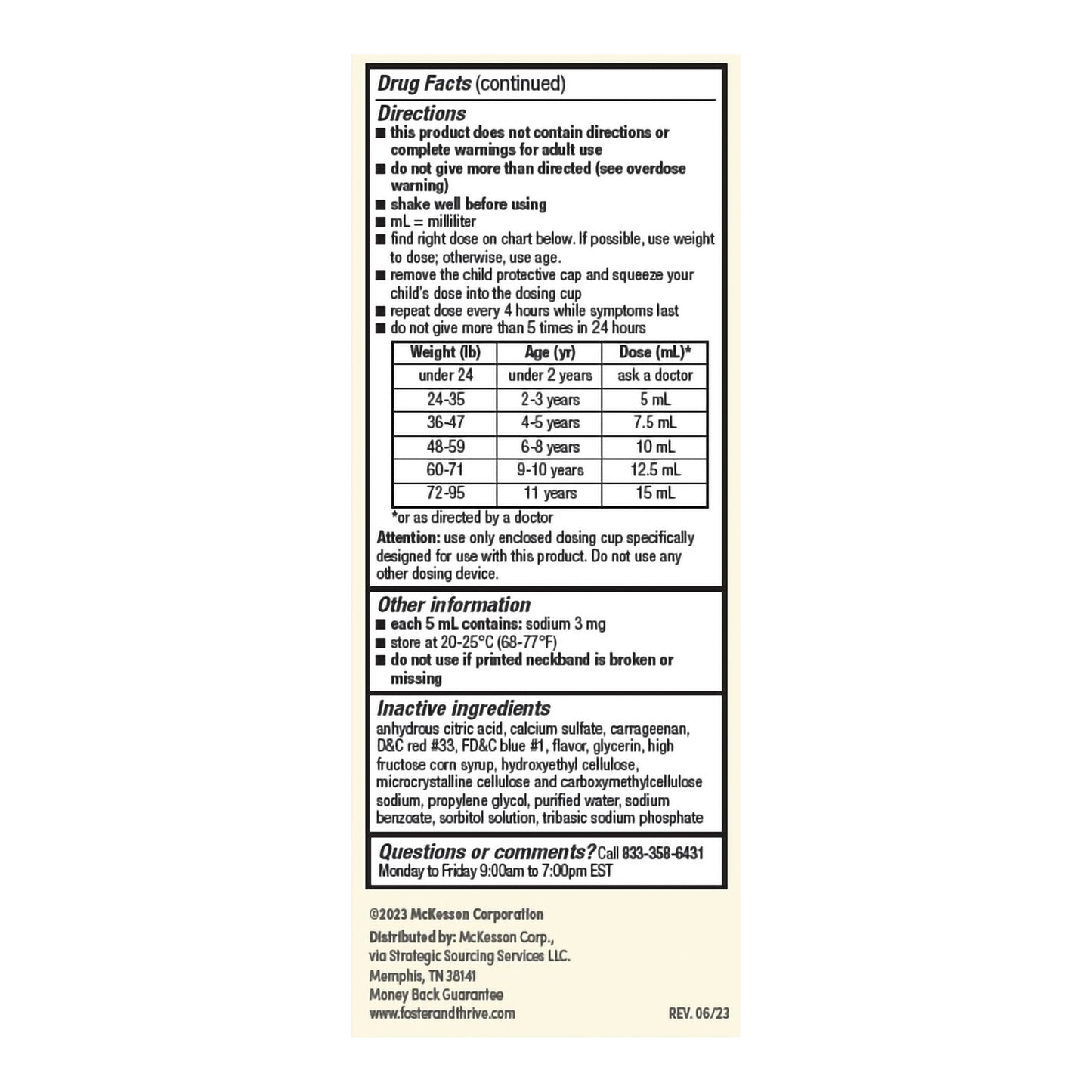 Children's Pain Relief Foster & Thrive™ 160 mg / 5 mL Strength Acetaminophen Oral Suspension 4 oz.