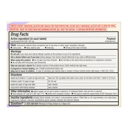 Allergy Relief Foster & Thrive™ 180 mg Strength Tablet 15 per Box