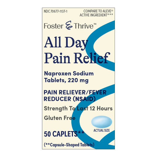 Pain Relief Foster & Thrive™ 220 mg Strength Naproxen Sodium Tablet 50 per Bottle