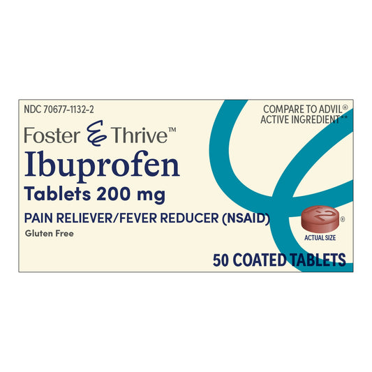 Pain Relief Foster & Thrive™ 200 mg Strength Ibuprofen Tablet 50 per Bottle