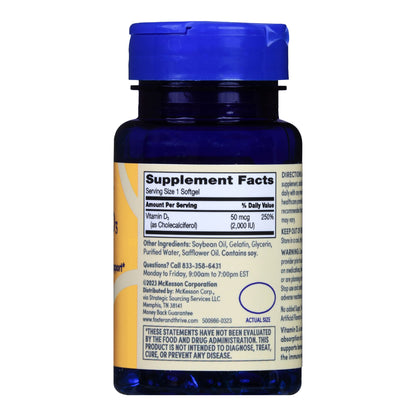 Vitamin Supplement Foster & Thrive™ Vitamin D3 2,000 IU Strength Softgel 100 per Bottle
