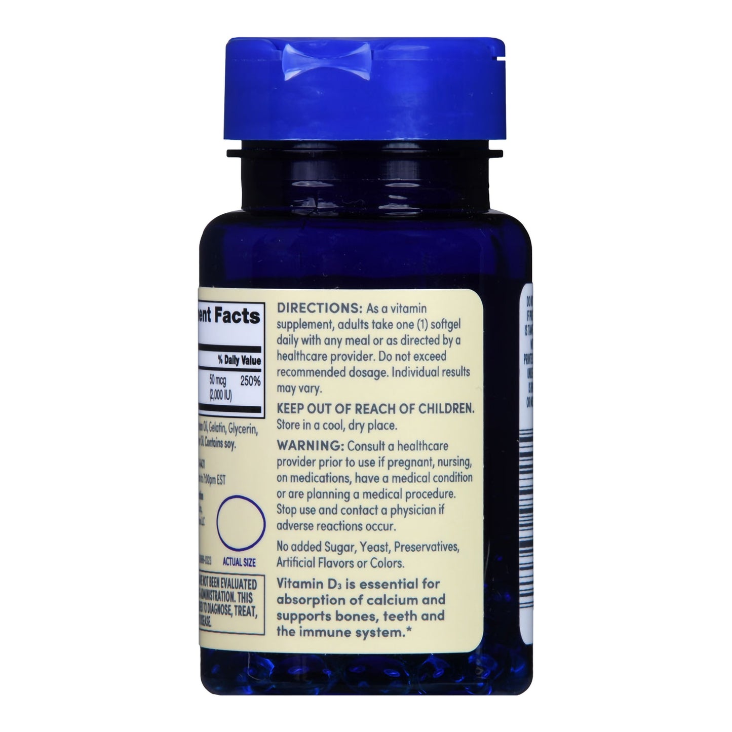 Vitamin Supplement Foster & Thrive™ Vitamin D3 2,000 IU Strength Softgel 100 per Bottle