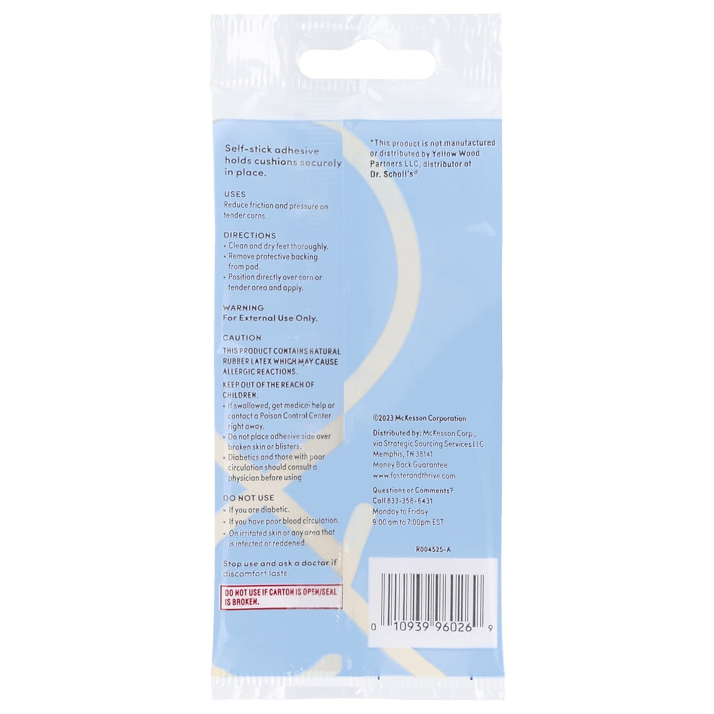 Corn Cushion Foster & Thrive™ One Size Fits Most Adhesive Backing Toe