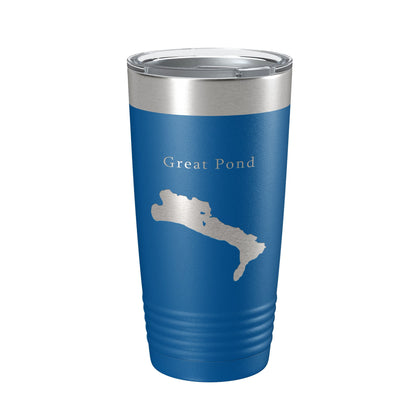 Great Pond Tumbler Lake Map Travel Mug Insulated Laser Engraved Coffee Cup Maine 20 oz-6