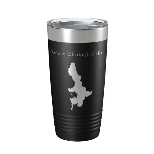 West Okoboji Lake Map Tumbler Travel Mug Insulated Laser Engraved Coffee Cup Iowa 20 oz-0