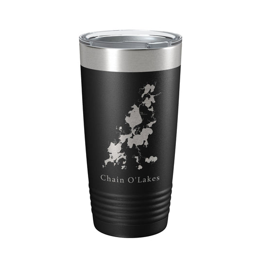 Fox River Chain O'Lakes Map Tumbler Travel Mug Insulated Laser Engraved Coffee Cup Illinois 20 oz-0