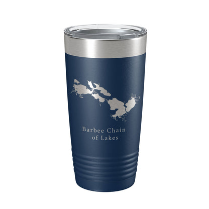Barbee Chain of Lakes Map Tumbler Travel Mug Insulated Laser Engraved Coffee Cup Indiana 20 oz-2