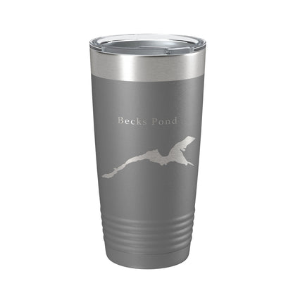 Becks Pond Tumbler Lake Map Travel Mug Insulated Laser Engraved Coffee Cup Delaware 20 oz-16