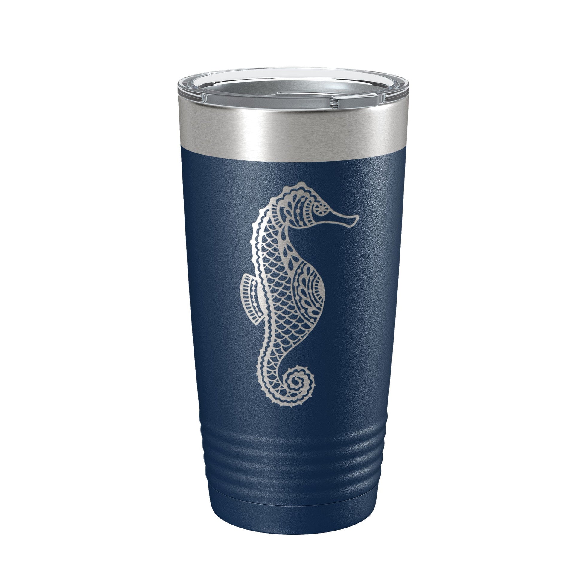 Seahorse Tumbler Zentangle Travel Mug Insulated Laser Engraved Coffee Cup 20 oz-2