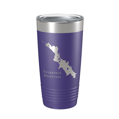 Saugatuck Reservoir Tumbler Lake Map Travel Mug Insulated Laser Engraved Coffee Cup Connecticut 20 oz-15