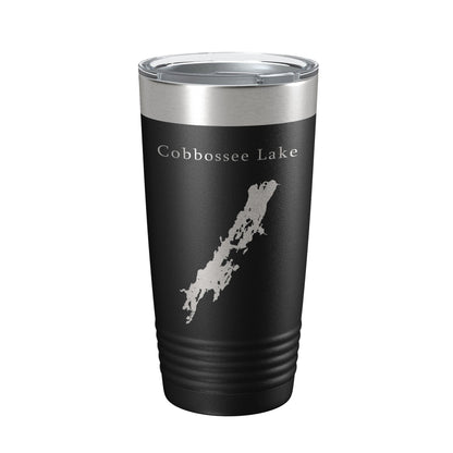 Cobbossee Lake Map Tumbler Travel Mug Insulated Laser Engraved Coffee Cup Maine 20 oz-0