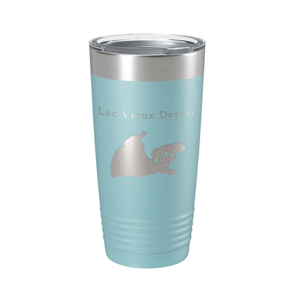 Lac Vieux Desert Tumbler Lake Map Travel Mug Insulated Laser Engraved Coffee Cup Michigan Wisconsin 20 oz-13
