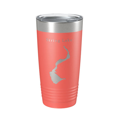 String Lake Map Tumbler Travel Mug Insulated Laser Engraved Coffee Cup Grand Teton Wyoming 20 oz-20