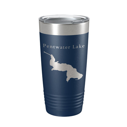 Pentwater Lake Map Tumbler Travel Mug Insulated Laser Engraved Coffee Cup Michigan 20 oz-2