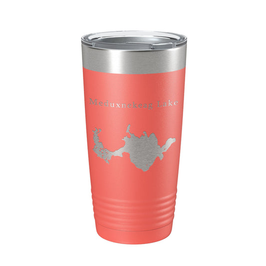 Meduxnekeag Lake Map Tumbler Travel Mug Insulated Laser Engraved Coffee Cup Maine 20 oz-20
