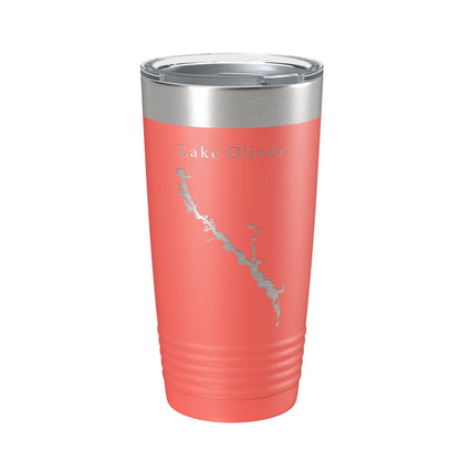 Lake Oliver Map Tumbler Travel Mug Insulated Laser Engraved Coffee Cup Alabama Georgia 20 oz-20