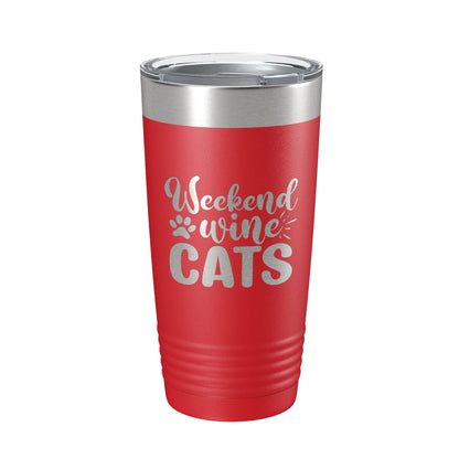 Weekend Wine Cats Tumbler Travel Mug Funny Cat Lover Gift Insulated Laser Engraved Coffee Cup 20 oz-10