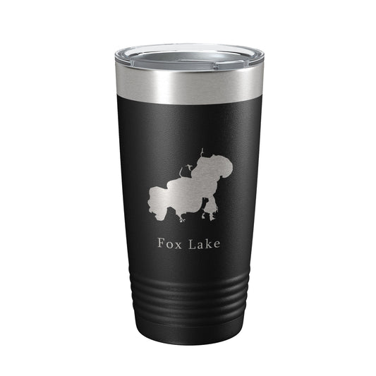 Fox Lake Map Tumbler Travel Mug Insulated Laser Engraved Coffee Cup Illinois 20 oz-0
