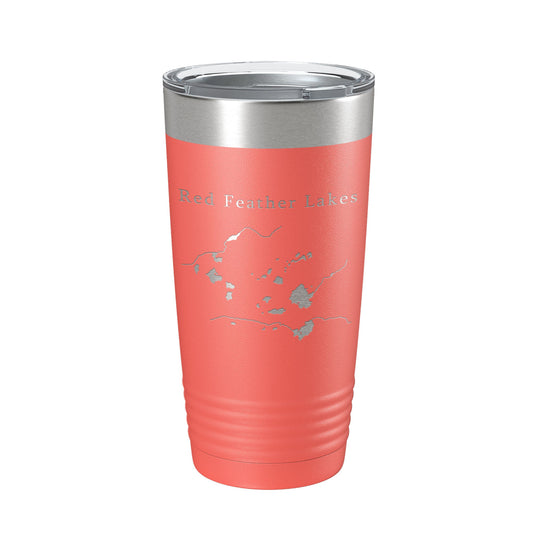 Red Feather Lakes Map Tumbler Travel Mug Insulated Laser Engraved Coffee Cup Colorado 20 oz-20