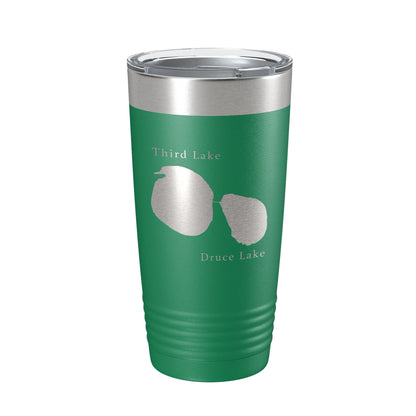 Third and Druce Lakes Map Tumbler Travel Mug Insulated Laser Engraved Coffee Cup Mill Creek Illinois 20 oz-9