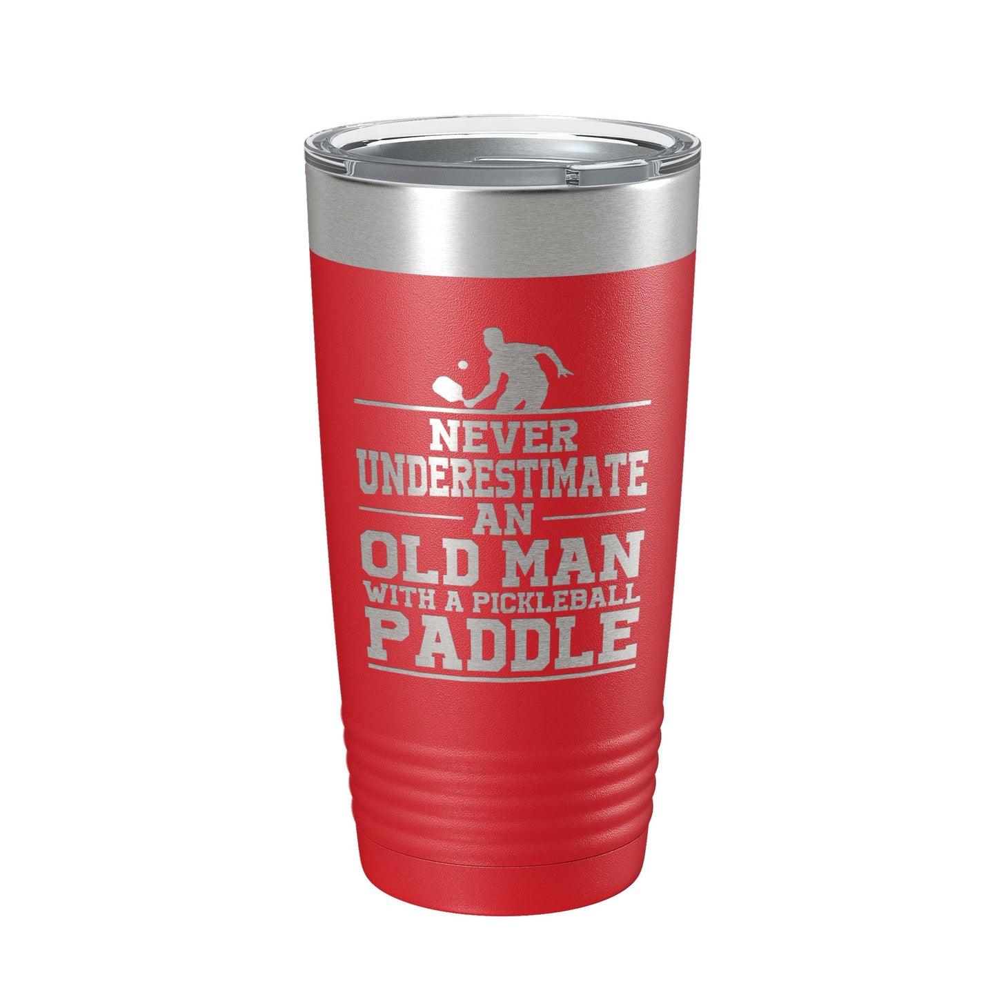 Funny Pickleball Tumbler Never Underestimate An Old Man With A Pickle Ball Paddle Travel Mug Insulated Laser Engraved Coffee Cup Gift 20 oz-10