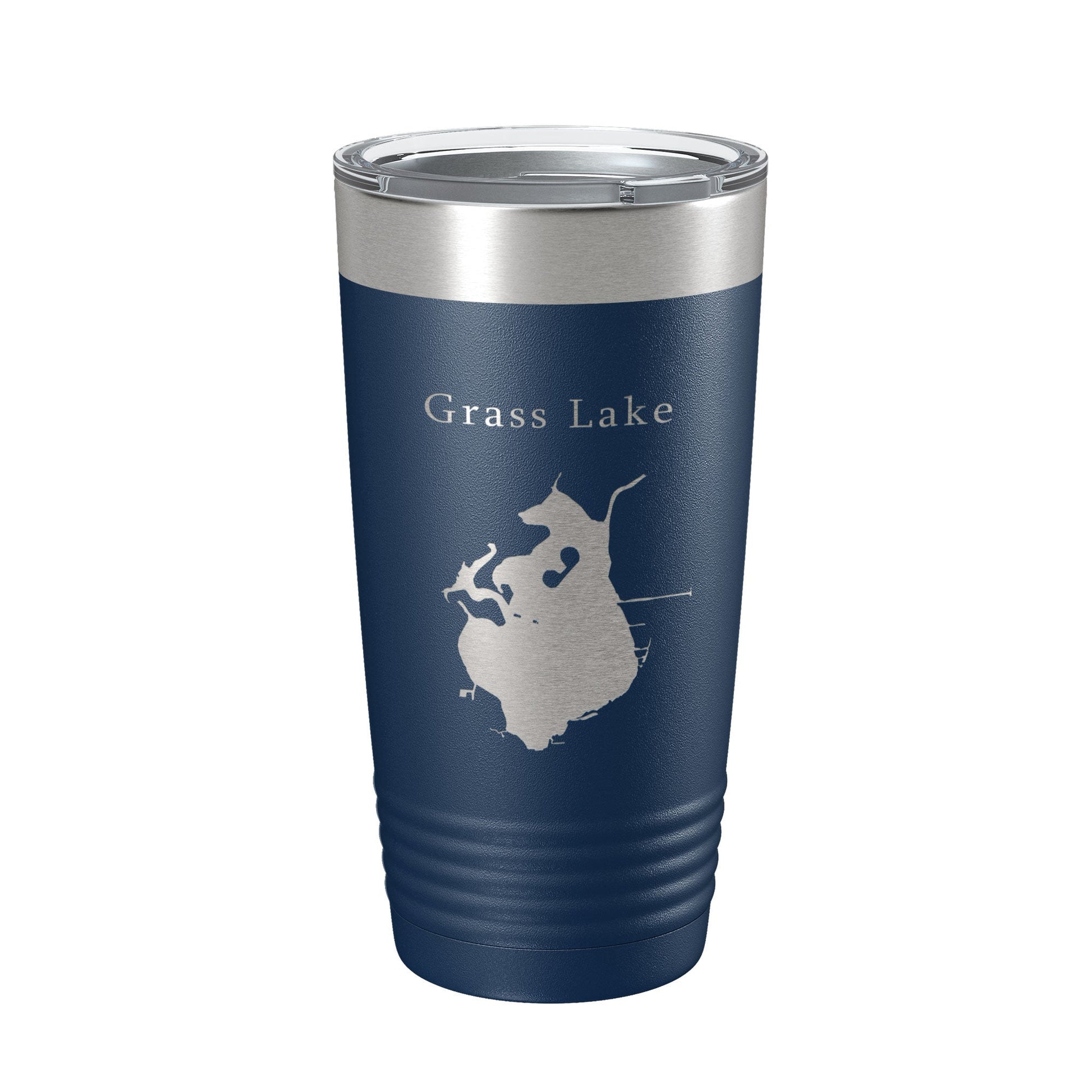 Grass Lake Map Tumbler Travel Mug Insulated Laser Engraved Coffee Cup Illinois 20 oz-2