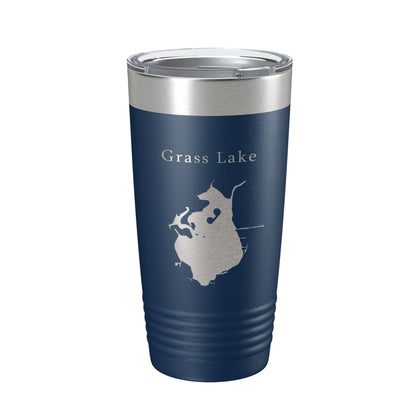 Grass Lake Map Tumbler Travel Mug Insulated Laser Engraved Coffee Cup Illinois 20 oz-2