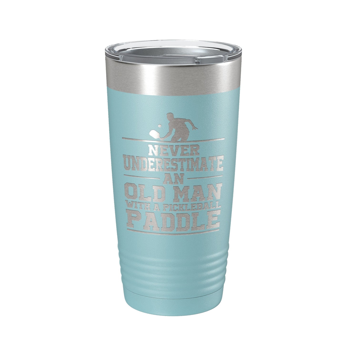 Funny Pickleball Tumbler Never Underestimate An Old Man With A Pickle Ball Paddle Travel Mug Insulated Laser Engraved Coffee Cup Gift 20 oz-13