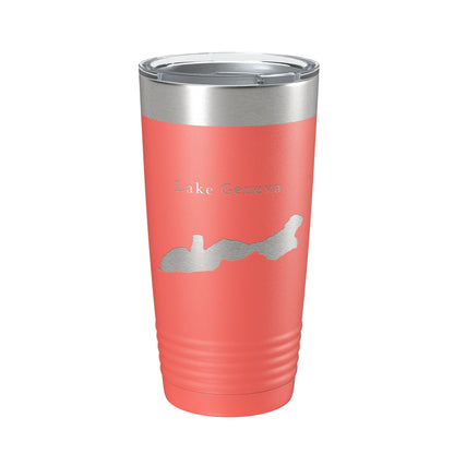 Lake Geneva Map Tumbler Travel Mug Insulated Laser Engraved Coffee Cup Wisconsin 20 oz-20