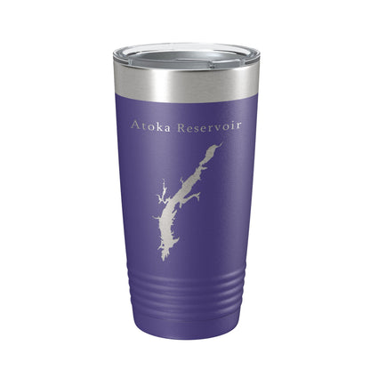 Atoka Reservoir Tumbler Lake Map Travel Mug Insulated Laser Engraved Coffee Cup Oklahoma 20 oz-15