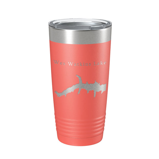 Wes Watkins Lake Map Tumbler Travel Mug Insulated Laser Engraved Coffee Cup Oklahoma 20 oz-20