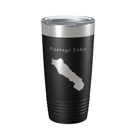 Portage Lake Map Tumbler Travel Mug Insulated Laser Engraved Coffee Cup Alaska 20 oz-0