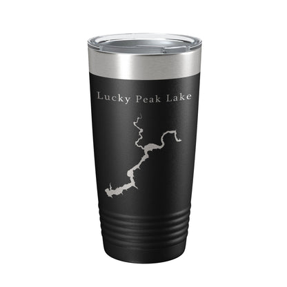 Lucky Peak Lake Map Tumbler Travel Mug Insulated Laser Engraved Coffee Cup Boise River Idaho 20 oz-0