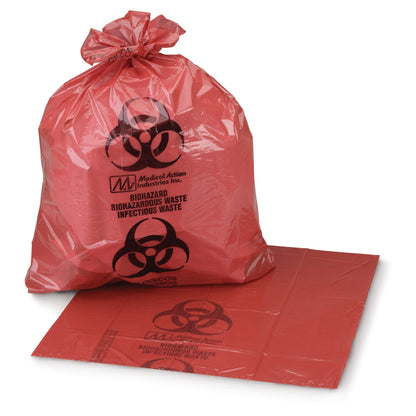 Biohazard Waste Bag McKesson 1 to 3 gal. Red Polyethylene 11 X 14 Inch