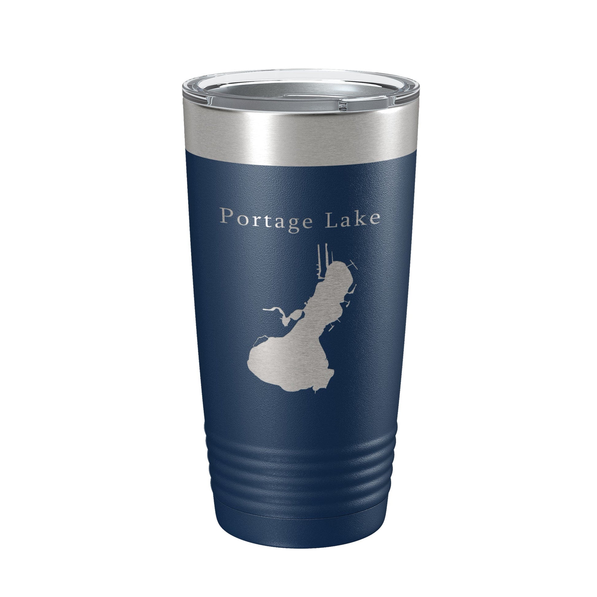 Portage Lake Map Tumbler Travel Mug Insulated Laser Engraved Coffee Cup Huron River Chain of Lakes Michigan 20 oz-2