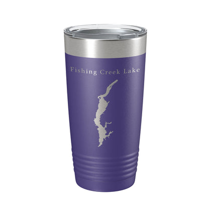 Fishing Creek Lake Map Tumbler Travel Mug Insulated Laser Engraved Coffee Cup South Carolina 20 oz-15