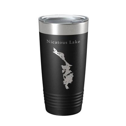 Nicatous Lake Map Tumbler Travel Mug Insulated Laser Engraved Coffee Cup Maine 20 oz-0