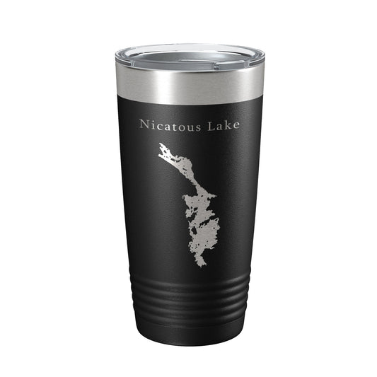 Nicatous Lake Map Tumbler Travel Mug Insulated Laser Engraved Coffee Cup Maine 20 oz-0