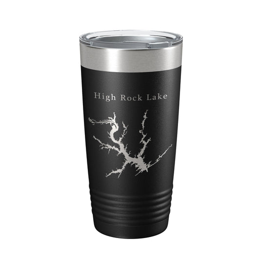 High Rock Lake Map Tumbler Travel Mug Insulated Laser Engraved Coffee Cup North Carolina 20 oz-0