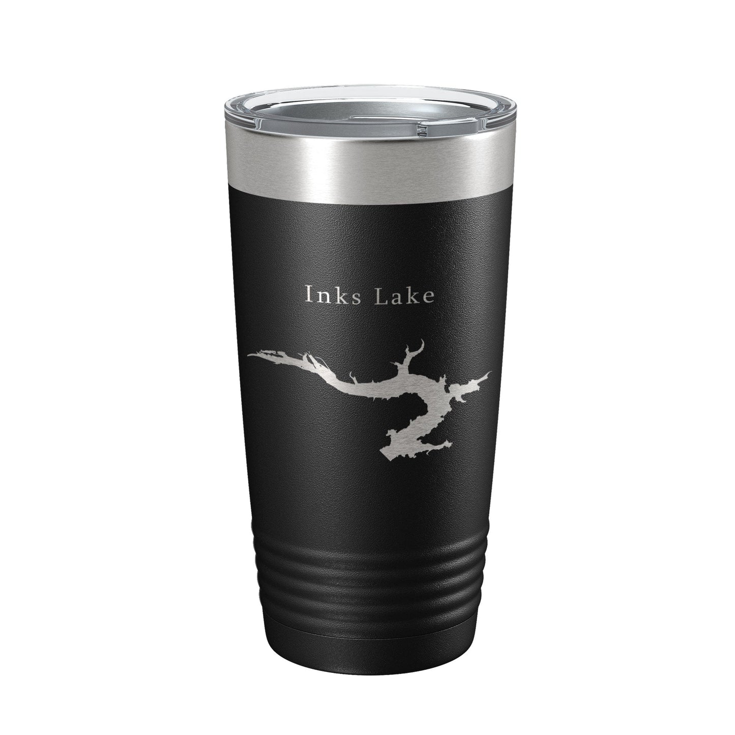 Inks Lake Map Tumbler Travel Mug Insulated Laser Engraved Coffee Cup Texas 20 oz-0