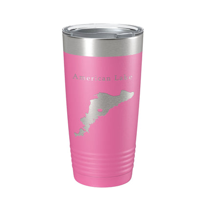 American Lake Map Tumbler Travel Mug Insulated Laser Engraved Coffee Cup Washington 20 oz-11