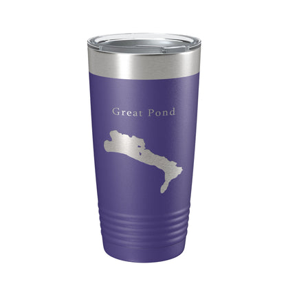 Great Pond Tumbler Lake Map Travel Mug Insulated Laser Engraved Coffee Cup Maine 20 oz-15