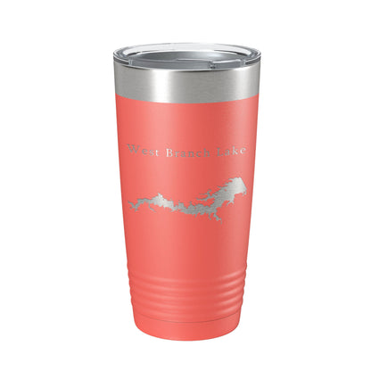 West Branch Lake Map Tumbler Travel Mug Insulated Laser Engraved Coffee Cup Ohio 20 oz-20