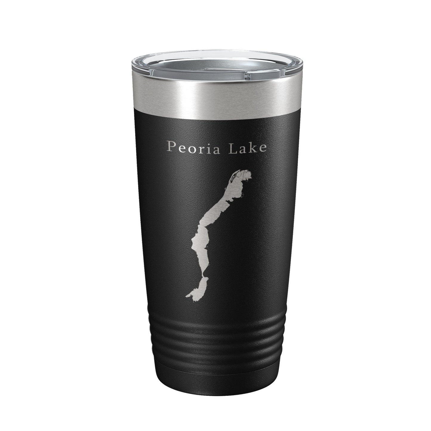 Peoria Lake Map Tumbler Travel Mug Insulated Laser Engraved Coffee Cup Illinois 20 oz-0