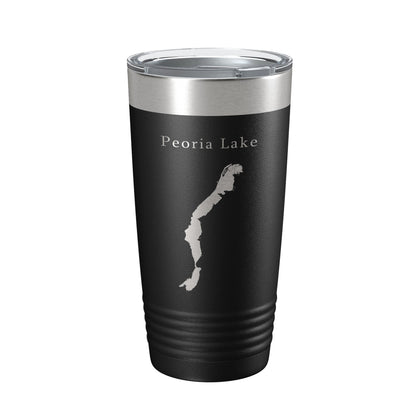 Peoria Lake Map Tumbler Travel Mug Insulated Laser Engraved Coffee Cup Illinois 20 oz-0