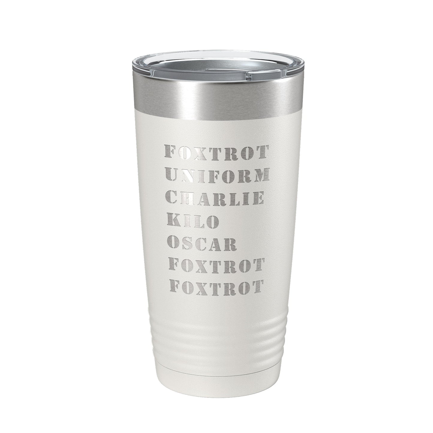 Funny Military Alphabet Tumbler Foxtrot Off Travel Mug Great Gift Idea For Military Veteran Tactical Novelty Insulated Laser Engraved NATO Phonetic Alphabet Coffee Cup 20 oz-1